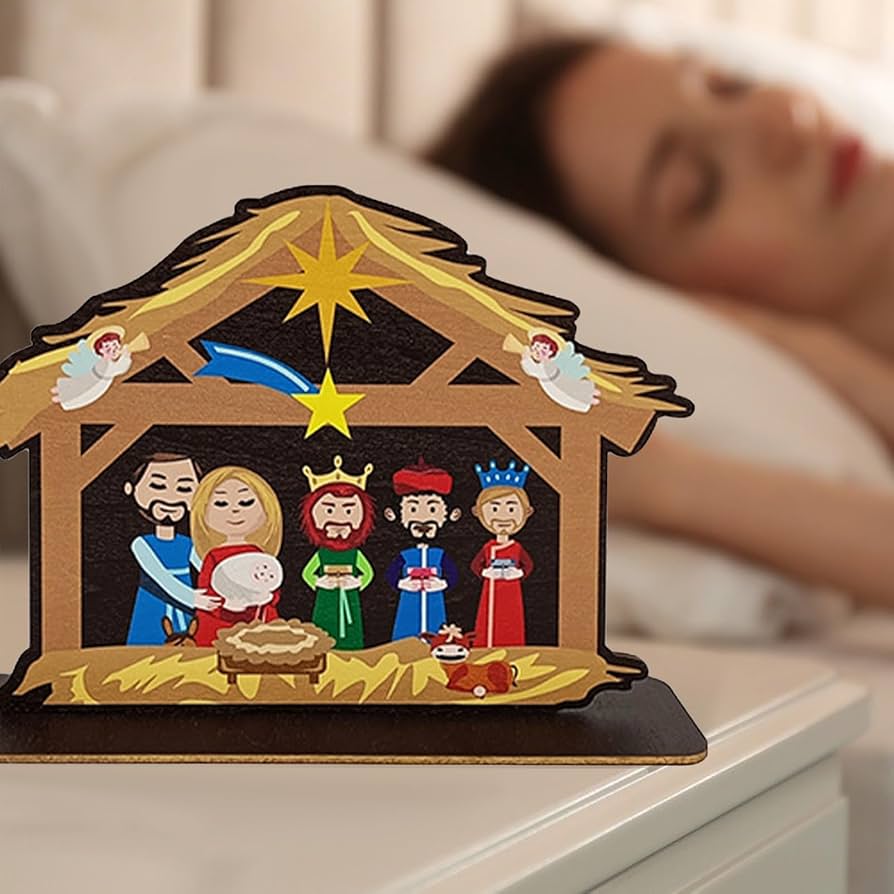 Amazon｜クリスマス屋内装飾用の木製キリスト降誕セット - 絶妙